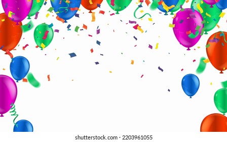 Grand opening ceremony with blue balloon, green and confetti, for Retail, Shopping or Black Friday Promotion in style