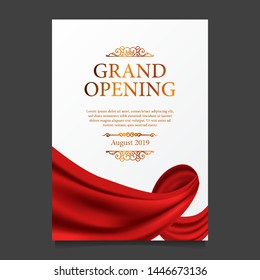 Grand Opening ceremony elegant luxury red silk ribbon poster banner