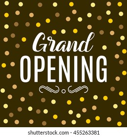 Grand Opening ceremony gold background. Golden dust particles design poster.