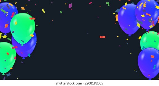 Grand opening ceremony with green balloon, blue and confetti, for Retail, Shopping or Black Friday Promotion in style