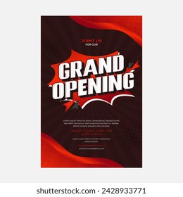 Grand opening ceremony invitation or flyer design. Sale promotion template with 3d text effect sale poster.