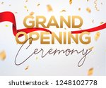 Grand Opening ceremony poster concept invitation. Grand opening event decoration party template.