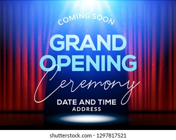 Grand Opening Ceremony Poster Concept Invitation. Grand Opening Event Decoration Party Template.