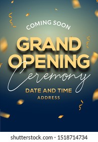 Grand Opening ceremony poster concept invitation. Grand opening event decoration party template.