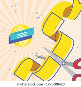grand opening ceremony ribbon cutting card