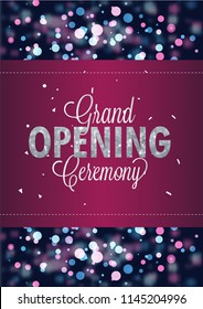 Grand Opening Ceremony template or flyer design with blur bokeh effect.