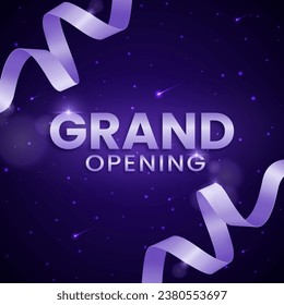 Grand opening coming soon with ribbon design on abstract background