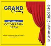 Grand Opening concept background with red Curtains 
