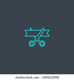 grand opening concept blue line icon. Simple thin element on dark background. grand opening concept outline symbol design. Can be used for web and mobile UI/UX