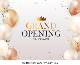 Grand Opening congratulation background card with balloons. Vector Illustration EPS10