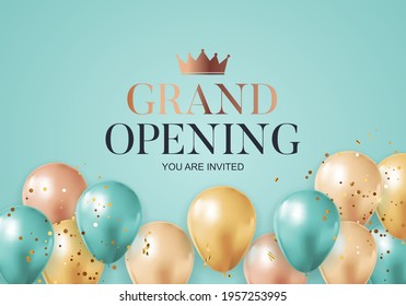 Grand Opening congratulation background card with balloons. Vector Illustration EPS10