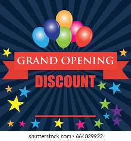 grand opening discount poster. vector illustration