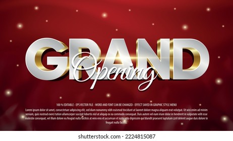 Grand opening editable text effect template with 3d style use for logo and business brand