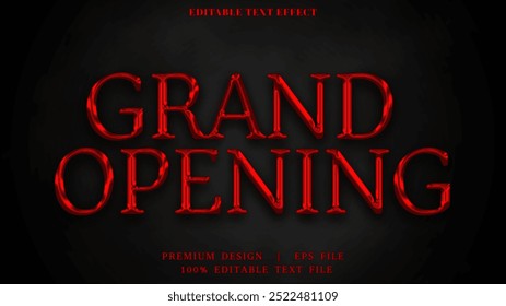 grand opening editable text effect template, Red metallic effect text. 