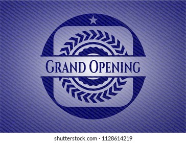 Grand Opening emblem with denim texture