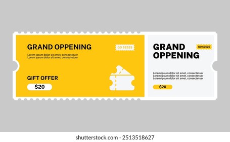 Grand Opening Event Three Tickets Mockup Set. Vector illustration of Ticket Document Concept