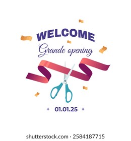Grand opening event vector icons set for shop or festival
