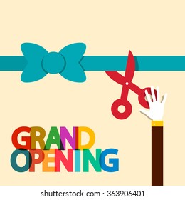 Grand Opening Flat Design Retro Vector Illustration