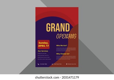 grand opening flyer design template. new shop opening poster leaflet template. a4 template, brochure design, cover, flyer, poster, print-ready