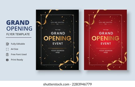 Grand Opening Flyer Template, Realistic grand Opening Invitation, Inauguration Flyer Template, Grand opening ceremony invitation flyer