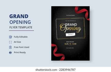 Grand Opening Flyer Template, Realistic grand Opening Invitation, Inauguration Flyer Template, Grand opening ceremony invitation flyer