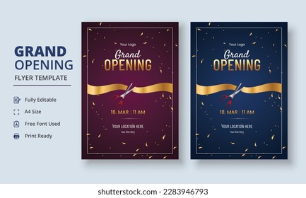 Grand Opening Flyer Template, Realistic grand Opening Invitation, Inauguration Flyer Template, Grand opening ceremony invitation flyer