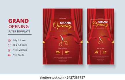 Grand Opening Flyer Template, Realistic grand Opening Invitation, Inauguration Flyer Template, ceremony invitation flyer, Grand opening dl flyer