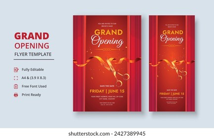 Grand Opening Flyer Template, Realistic grand Opening Invitation, Inauguration Flyer Template, ceremony invitation flyer, Grand opening dl flyer