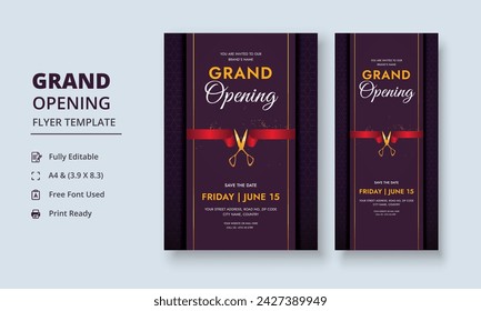 Grand Opening Flyer Template, Realistic grand Opening Invitation, Inauguration Flyer Template, ceremony invitation flyer, Grand opening dl flyer