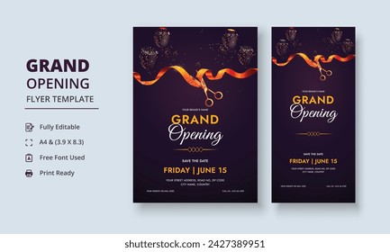 Grand Opening Flyer Template, Realistic grand Opening Invitation, Inauguration Flyer Template, ceremony invitation flyer, Grand opening dl flyer