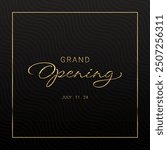 Grand Opening Golden Banner , Black and Gold typography text placard poster premium and Luxury minimal vector design for Jewelry shop or online store website for invitation