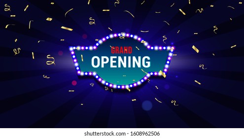 grand opening with golden ribbon and light blue decoration