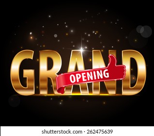 grand opening golden typography graphic design - vector eps10