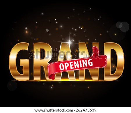 grand opening golden typography graphic design - vector eps10