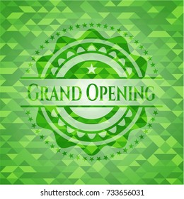 Grand Opening green mosaic emblem
