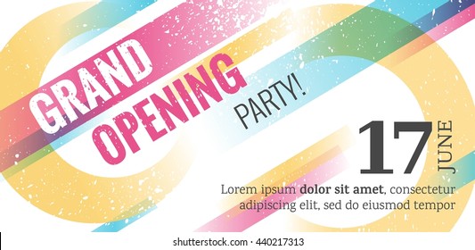 Grand opening horizontal banner. Abstract geometric  colorful background. Vector Illustration