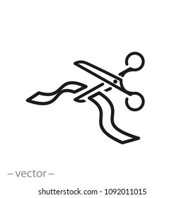 Grand opening icon. Scissors and ribbon line sign - vector illustration eps10
