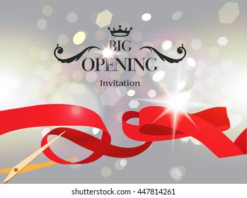 Grand opening Invitation. Blurred background. Vector illustration