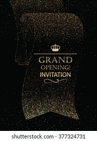 Grand opening invitation card with abstract ribbon