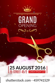 Grand Opening Invitation Card. Grand Opening Event Invitation Flyer Banner Or Poster Design Template.