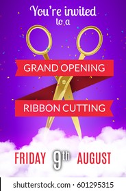 Grand Opening invitation card. Grand Opening Event invitation flyer banner poster.