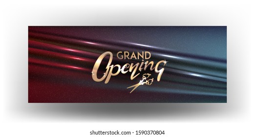 Grand opening invitation card with pleated fabric. Vector illustration