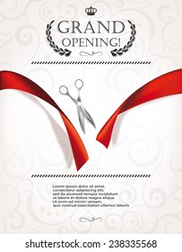 Grand Opening Invitation Card With Silver Scissors