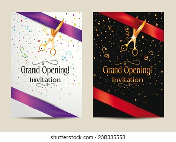 Grand opening invitation cards with confetti