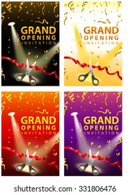 Grand opening invitation cards in four color sets