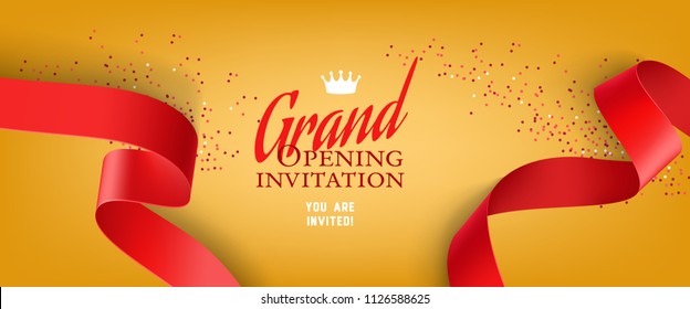 Vektor Stok Desain Undangan Grand Opening Dengan Pita Tanpa Royalti 1126588625 Shutterstock 