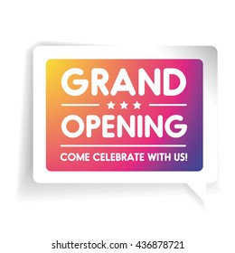 Grand Opening invitation label lettering