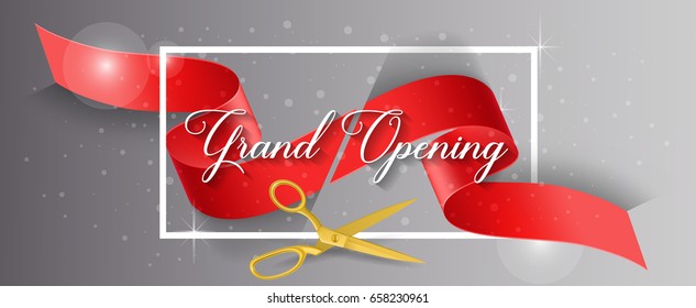 Grand Opening Lettering and Cut Ribbon