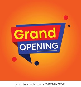 Grand opening lettering on orange  background