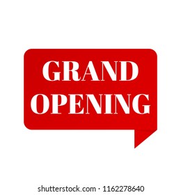 Grand Opening Lettering Text With Red Paper Origami Speech Bubble. Banner Template Design. Vector Illustration